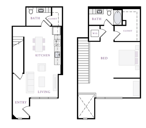 Floor plan for 1 bed, 1 bath, 1111 sqft